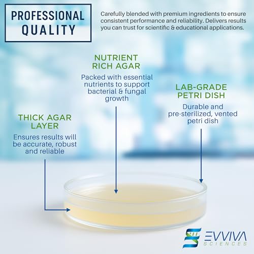 Evviva Sciences Microbiology Science Project Kit, Pre-Poured Agar Plates for Students, Agar Petri Dishes to Learn Microbiology, with Educational Experiment eBook (Pack of 2) - size: Medium (6 X 4 X 4in) (Pack of 2)