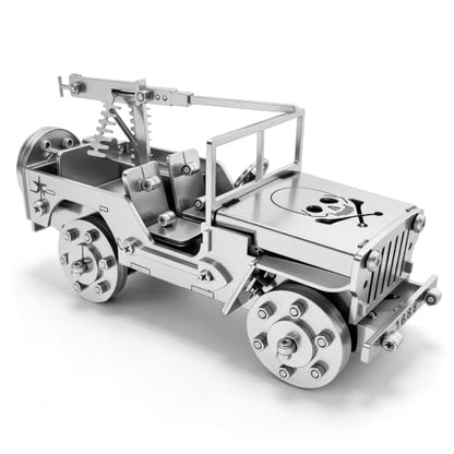 3D Metal Puzzle Mechanical Model Car Kit Stainless Steel Silver - color: D04-car Silver