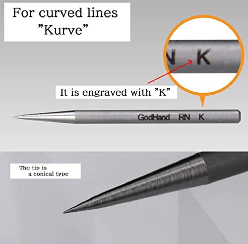 GodHand Riegel Needle Set GH-RN-Set Marking Plastic Model Tool Gray for Plastic Models with Kanji Love Sticker