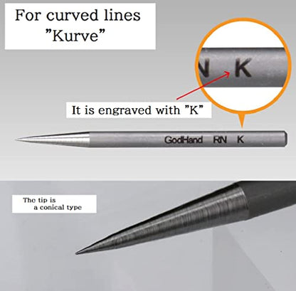 GodHand Riegel Needle Set GH-RN-Set Marking Plastic Model Tool Gray for Plastic Models with Kanji Love Sticker