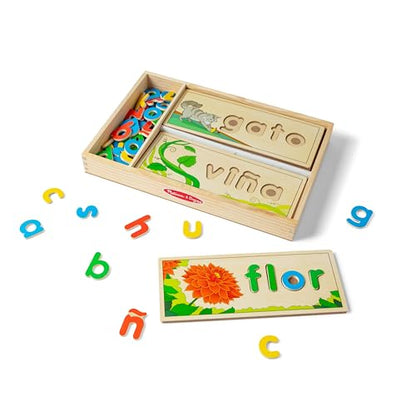 Melissa & Doug Spanish See & Spell Educational Language Learning Toy - FSC-Certified Materials - size: 13.9 x 9.2 x 1.75, style: Spanish