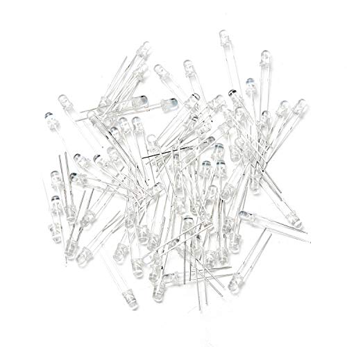 CHANZON 100 pcs 3mm Warm White LED Diode Lights(DC 3V 20mA) - color: K) Warm White, size: 3mm Round Top