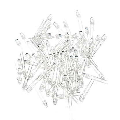 CHANZON 100 pcs 3mm Warm White LED Diode Lights(DC 3V 20mA) - color: K) Warm White, size: 3mm Round Top