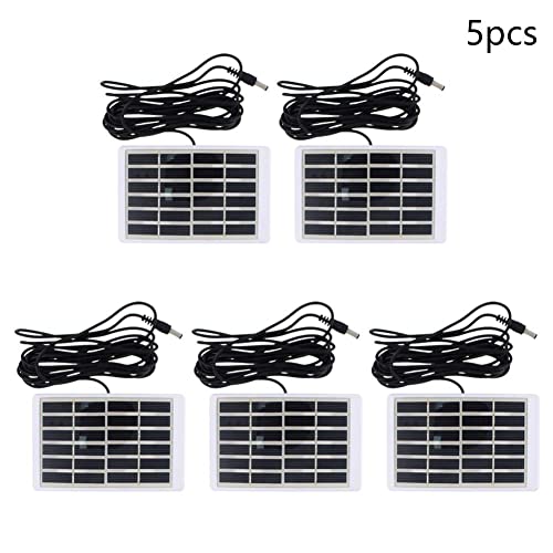Fielect 5Pcs 6V 1.2W Mini Solar Panel Module Polycrystalline Silicon DIY Battery Power Charge Solar Cell Panel Module with Wire DC Plug White - size: 6V 1.2W