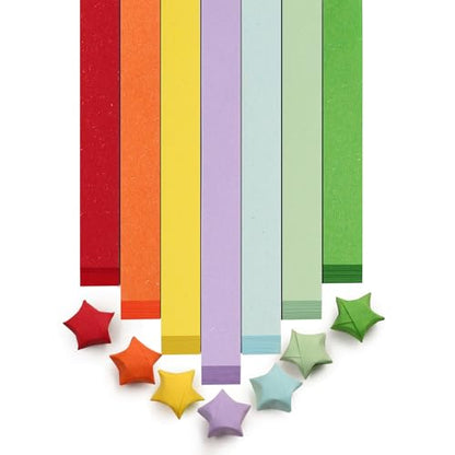 FoDau770 Solid Color Star Paper Strips - 1080 Sheet, 7 Colors - color: Solid Tropical Multicolor