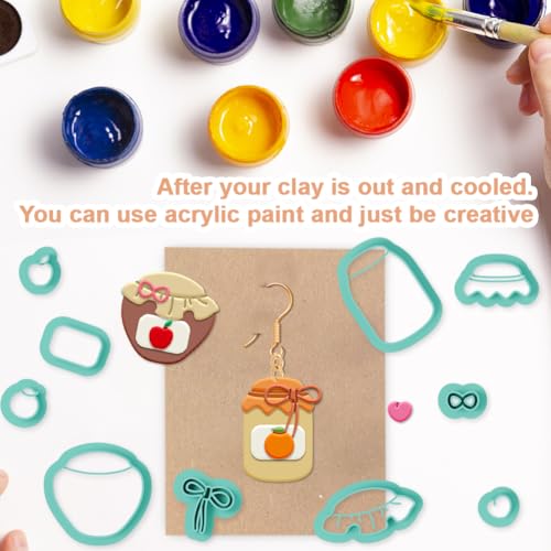 20Pcs Food Jars Polymer Clay Cutters Fruits Clay Earrings Cutters Polymer Jewelry Cutter for Earrings Making Birthday Party DIY Supplies - style: Food cans