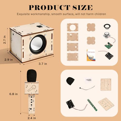 STEM Projects Karaoke Machine Toys Science Kits for Kids Age 8-12 Stem Building Kits Building Your Own DIY Electronics Kit with Bluetooth Speaker 2 Wireless Microphones Gifts for Teen Girls Boys