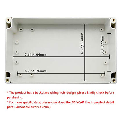 LeMotech ABS Plastic Junction Box Dustproof Waterproof IP65 Electrical Enclosure Box Universal Project Enclosure Grey with PC Transparent Clear Cover 7.9 x 4.7 x 4.4 inch(200 x120 x113 mm) - size: 7.9"x4.7"x4.4"