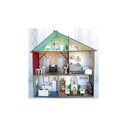 Make Market Dollhouse Kit, Unfinished Wooden Bungalow Display, Natural, 24" x 23.3" x 8.5", 1-Pack