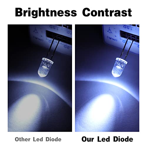 YIWANSON 200 Pcs LED Diodes 3mm 5mm Clear Light Emitting Bulbs - Red, Green, Blue, Yellow, White for Science Experiment, Circuit, Christmas Lights