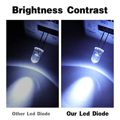 YIWANSON 200 Pcs LED Diodes 3mm 5mm Clear Light Emitting Bulbs - Red, Green, Blue, Yellow, White for Science Experiment, Circuit, Christmas Lights