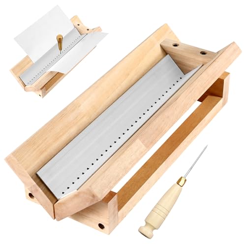 Bookbinding Punching Cradle with Aluminum Piercing Guide, with a Wooden-Handled Awl, Signature Punching Tool Set for Bookbinding Kit, for Book DIY Crafts, Polished Smooth Surface, Easy to Use Guide