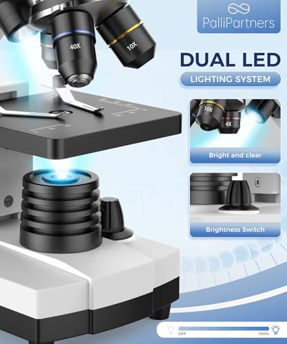 PalliPartners Compound Microscope for Adults & Students, White