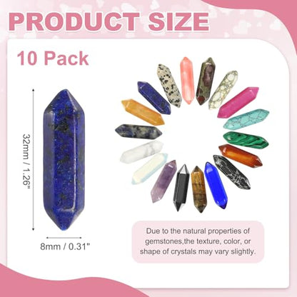 MECCANIXITY 10 Pack Blue Gold Quartz Crystals, Polished Crystals Bulk Hexagonal Shaped Meditation Gemstone for Jewelry Making Energy Balance Accessories Gifts - color: Blue Gold
