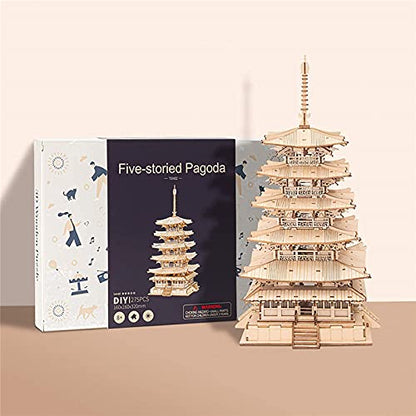 Rowood 3D Wooden Puzzles for Adults, DIY Five-Storied Pagoda Bundle London Tower Bridge,Gifts for Teens on Christmas