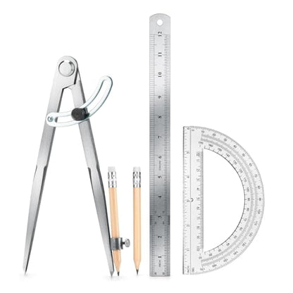 12 Inch Compass Geometry Tool Drawing Compass with Pencils - size: 12 inches+2 Pencils