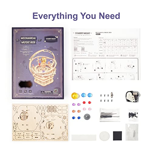 RoWood 3D Wooden Puzzles for Adults, Music Box Puzzle DIY Wood Building Model Kits, Home Decorative Arts and Crafts Gift for Her on Birthday Christmas