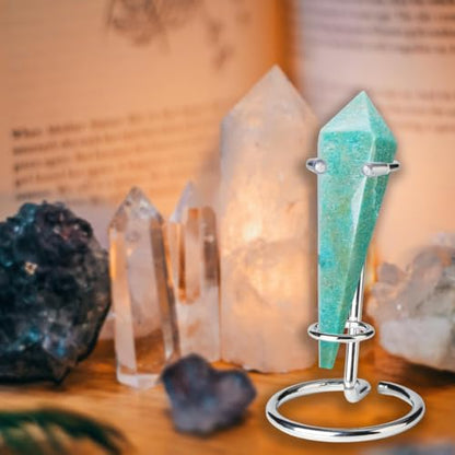 4 Pcs Crystal Wand Stand, 4" L x 4" W x 5.12" H in Mineral Display Stand, Small Iron Crystal Stands for Display (Silver, Large) - color: Silver, size: Large