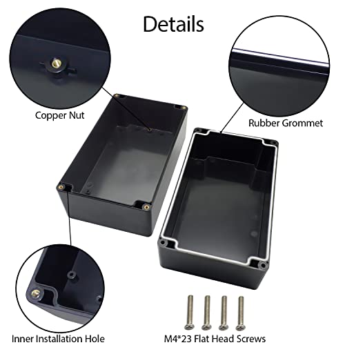LeMotech Project Box ABS Plastic Junction Box IP65 Waterproof Hobby Box Electrical Boxes Universal Enclosure for Electronic Black 7.7X 4.6X 4.3 inch(200x120x113mm)（Pack of 1 - color: Black (1 pack), size: 7.7" x 4.6" x 4.3"