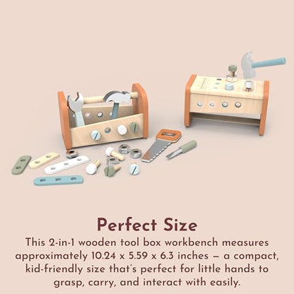 Speedy Monkey Montessori 2-in-1 Tool Box Workbench | Kids Workshop Set