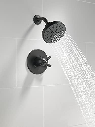 Delta Faucet Saylor 17 Series Black Shower Valve Trim Kit with H2Okinetic Shower Head, Delta Shower System, Shower Faucet Set, Shower Head and Handle Set, Matte Black T17235-BL (Valve Not Included) - color: Matte Black
