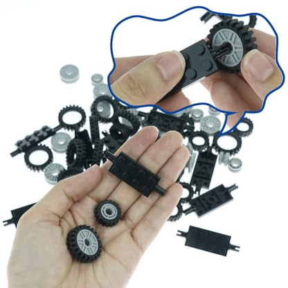 City Wheels and Axles Set Building Block Tires Car Parts Brick Accessories - color: Black and Grey