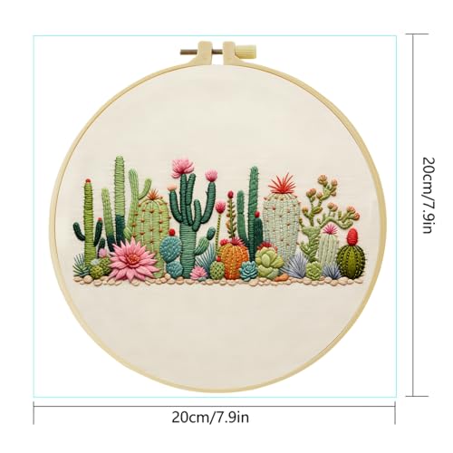 Full Range Embroidery Kit for Adult, Green Plant Pattern Embroidery Kit for Beginners Include Embroidery Cloth Hoops Threads for Craft Lover Hand Stitch with Embroidery Skill Techniques (Plant) - color: Plant