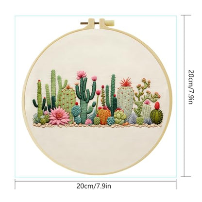 Full Range Embroidery Kit for Adult, Green Plant Pattern Embroidery Kit for Beginners Include Embroidery Cloth Hoops Threads for Craft Lover Hand Stitch with Embroidery Skill Techniques (Plant) - color: Plant