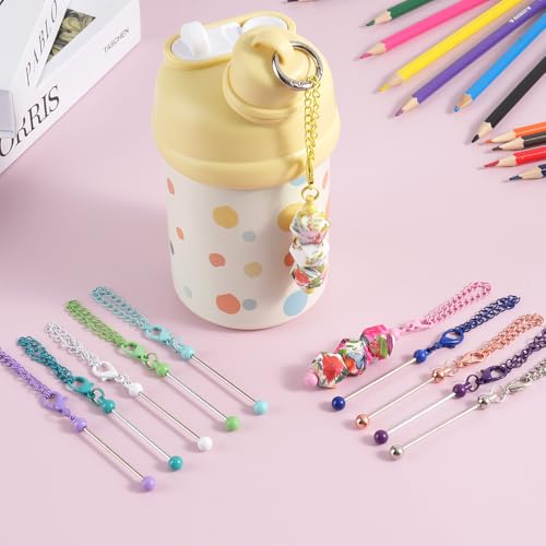 16PCS Beadable Keychain Bar Bulk, Keychain Making Kit - color: Multicolor