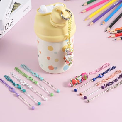16PCS Beadable Keychain Bar Bulk, Keychain Making Kit - color: Multicolor
