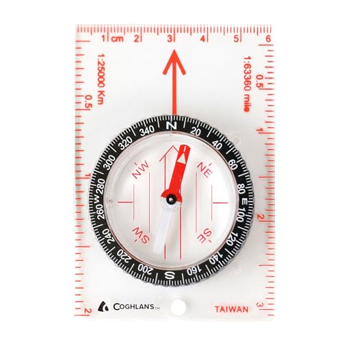 Coghlan's Compass – for Hiking, Camping, Survival & Orienteering – Map, Deluxe Map, Lensatic, Liquid-Filled, Pocket, Wrist, Trail, Carabiner, Pin-On & LED Navigation Tools - size: One Size