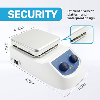 Magnetic Stirrer Hot Plate Max 380℃ (716℉0, Magnetic Hotplate Stirrer with Max Speed 2000RPM, 5L Stirring Capacity, Stirring Bar Included,Not Suitable for Accuracy and Low Temp Control