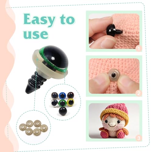 TOAOB 140pcs 8mm Colorful Plastic Safety Eyes Craft Eyes with Washers for Stuffed Animals Amigurumis Crochet Bears Dolls Making - size: 8mm