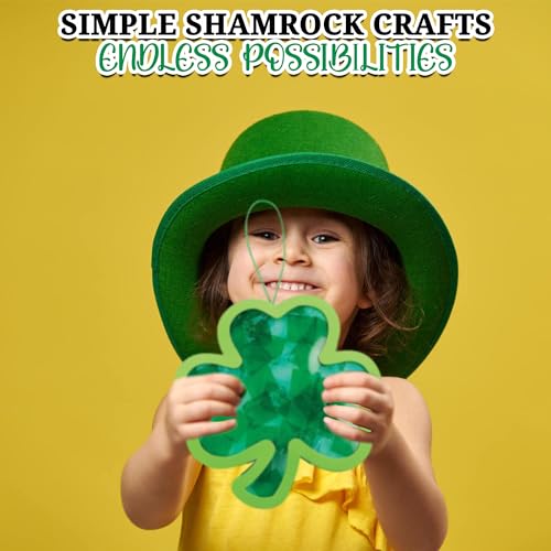 Fun Express St Patricks Day Crafts for Kids - Shamrock Suncatcher Kit Makes 12 Window Art Projects | Tissue Paper Craft Kit for Classroom Activities, Parties & Home | Ages 3+ Easy DIY