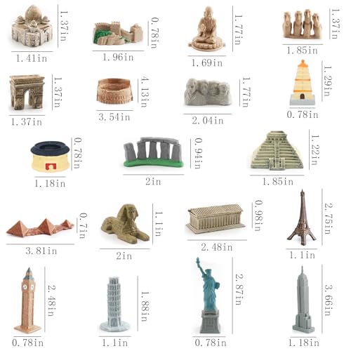 ONEST 20 Pieces Mini World Building Model Playsets Famous Architecture Figurines Toys for Boys and Girls - style: A Set