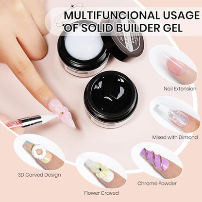 3d Nail Sculpting Gel Set: Clear White Solid Builder Gel for Nails - color: Clear Clear and White