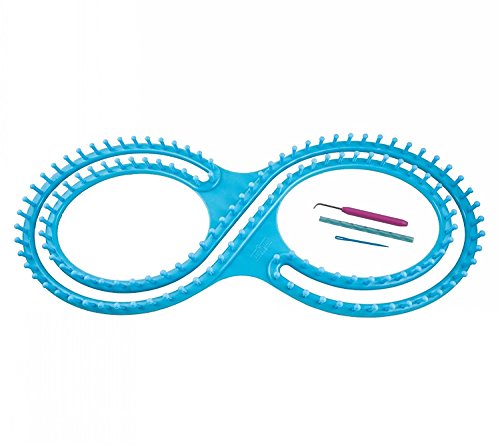 WAYION 55" Afphgan Serenity Loom Knitting Board Weave Loom Kit with Step by Step Instructions Great for the Experienced Loom Knitter(Blue/Pink) (Blue) - color: Blue