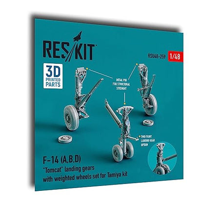 Reskit RSU48-0259 1/48 F-14 (A,B,D) Tomcat Landing Gears with Weighted Wheels Set for Tamiya kit (Resin & 3D Printing)