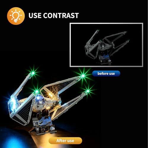 Vaodest Led Light for Lego 75382 Tie Interceptor Building Blocks Model,Design and Configuration Compatible with Model 75382(Led Light Only, Not Building Block Kit) - style: 75382 Tie Interceptor Set
