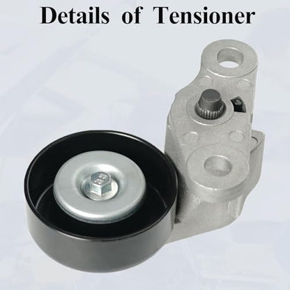 A/C Drive Belt Tensioner Kit Fits for Chevy Silverado 1500 Avalanche Express Suburban Tahoe GMC Savana Sierra Yukon Cadillac Escalade 1999-2008, P/N: 19311139, 38159, ACK040378HD