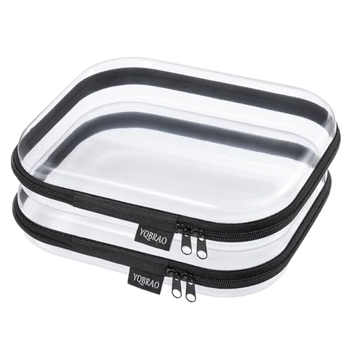 YQBRAO 2-Piece Medium Clear Hard Shell Zipper Case Set, Black - color: Black, size: MM