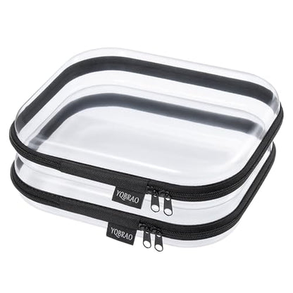 YQBRAO 2-Piece Medium Clear Hard Shell Zipper Case Set, Black - color: Black, size: MM