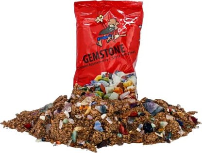 Red Gemstone Mining Bag with Real Gems, Crystals & Rough Stones | 2.5 lb