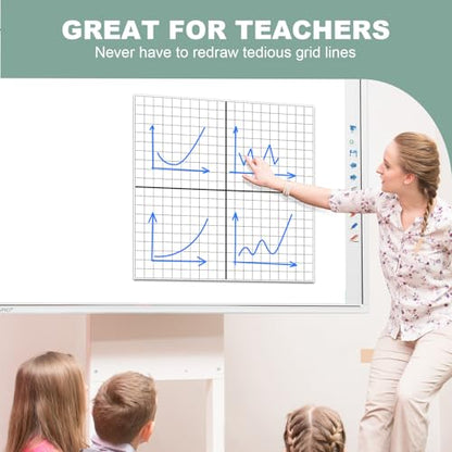 Magnetic Grid Dry Erase Whiteboard - 26"x26" XY Coordinate Math Board with Durable Gridlines for Algebra, Geometry, Classroom & Office Use | Perfect for Graphing, Planning, & Teaching - style: Grid
