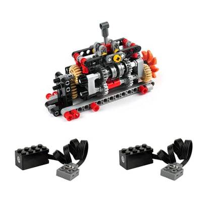 MOC Vehicle Powertrain Bundle – 6-Speed Manual Transmission with Differential & Drive Motor Set, DIY Mechanical Building Block Kit for Cars, STEM Engineering Projects (3PCS Set)