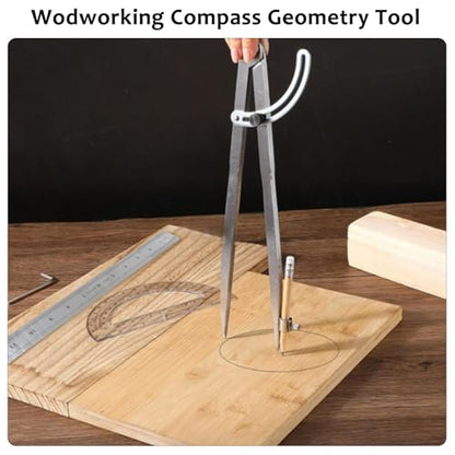 12 Inch Compass Geometry Tool Drawing Compass with Pencils - size: 12 inches+2 Pencils