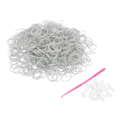 uxcell 600Pcs Loom Rubber Band Kit with 25Pcs S-Clips and 1Pcs Hook, Gray - color: Gray