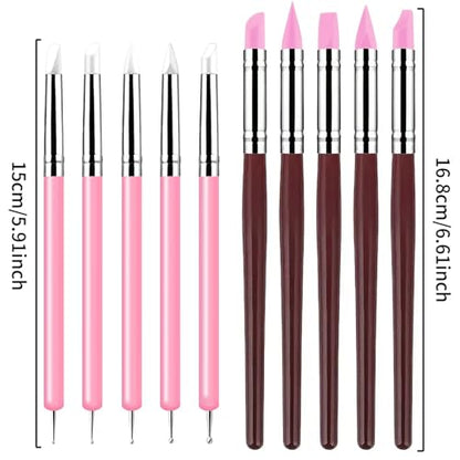 10 Pcs Silicone Clay Sculpting Tools Set, Double-Ended Dotting Tools & Silicone Brushes for Polymer Clay, Air Dry Clay, Pottery & DIY Crafting-Pink - color: 10Pcs-Pink