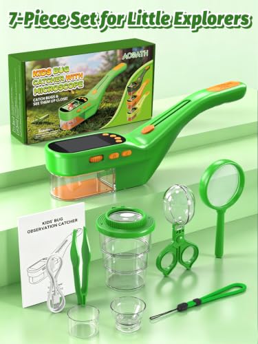 Acoath Bug Catcher, 2.4" IPS Screen Bug Catching Kit, Microscope for Kids - color: Green