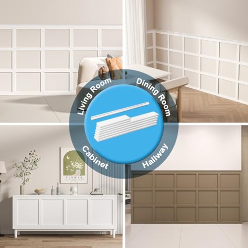 Art3d Pre-Cut Board and Batten Wainscoting Panel, Covers 10 ft, White - color: White - Style 3